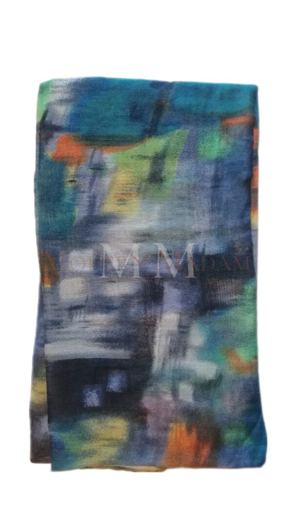 Lightweight Colorful Cotton Scarf blue scaled