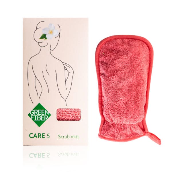 CARE 5 Scrubbing mitten for the shower coral 1