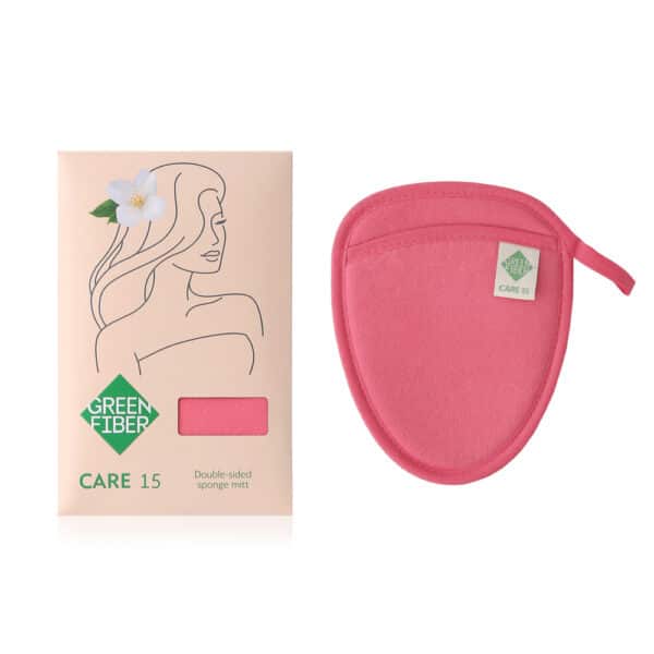 Green Fiber CARE 15 Double sided sponge mitten coral 1