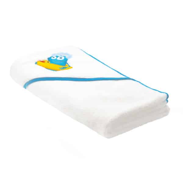 Green Fiber Totty corner baby towel white with blue edge 2