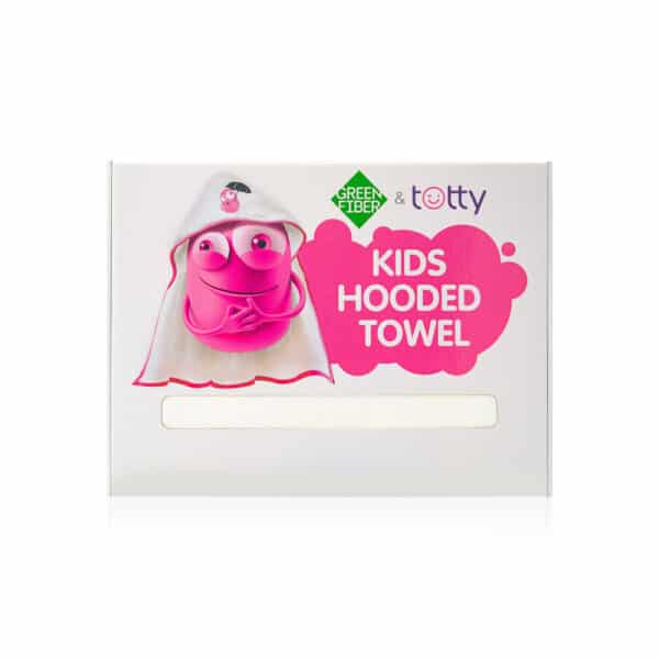 Green Fiber Totty corner baby towel white with pink edge 1