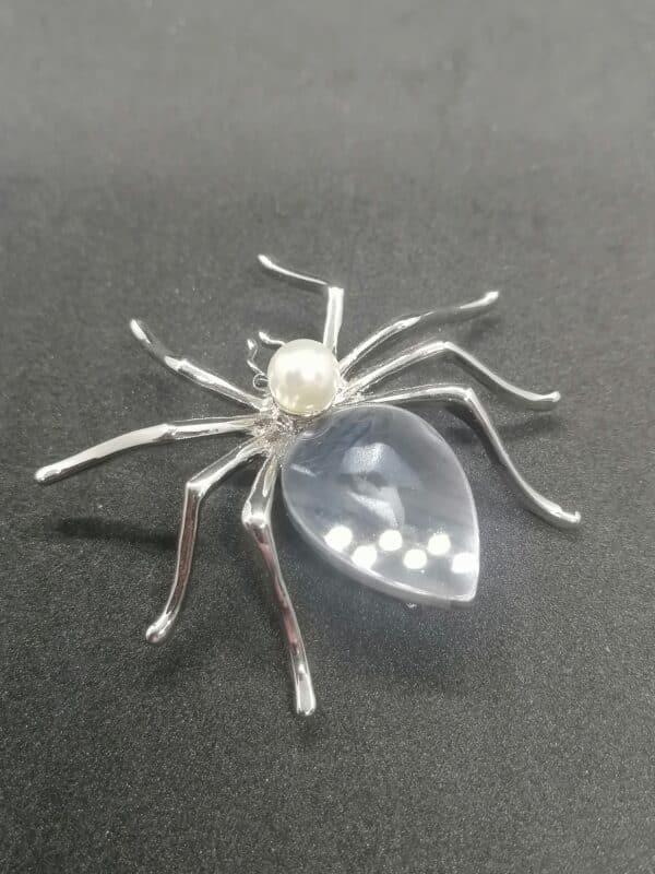 Black Spider Brooch with Mother of pearl 60x55mm scaled