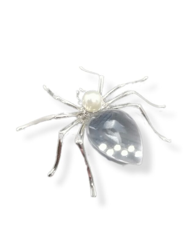 Black Spider Brooch with Mother of pearl 60x55mm white scaled