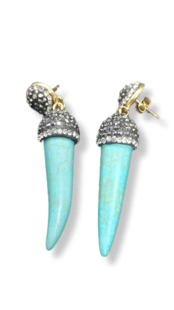 Blue Tooth Earrings with Stone and crystals 1 scaled