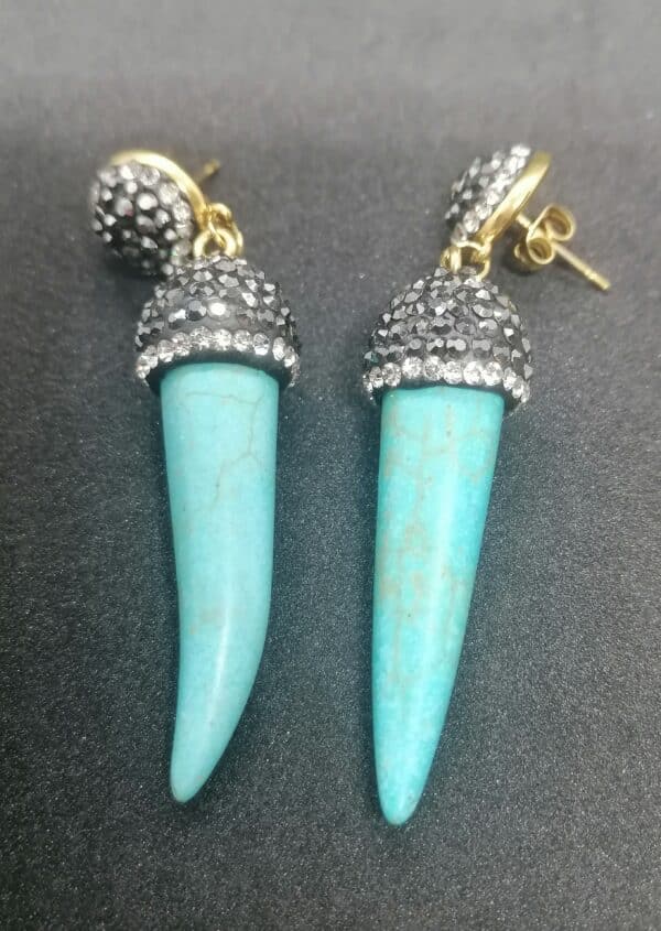 Blue Tooth Earrings with Stone and crystals 3 scaled