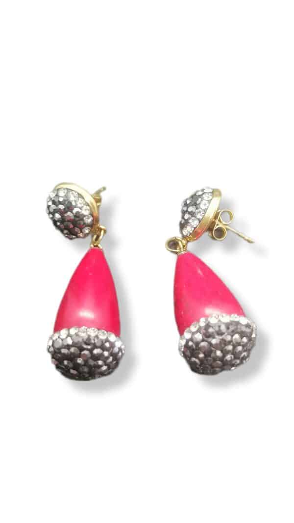 Red Acorn Earrings with Stone and crystals 1 scaled