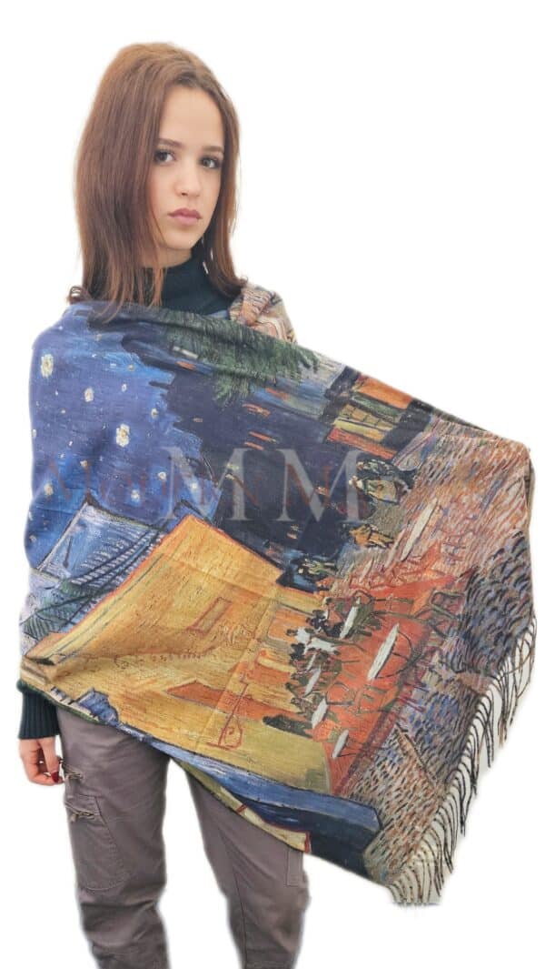 Cashmere Scarf Van Gogh Cafe Terrace at Night 3 scaled